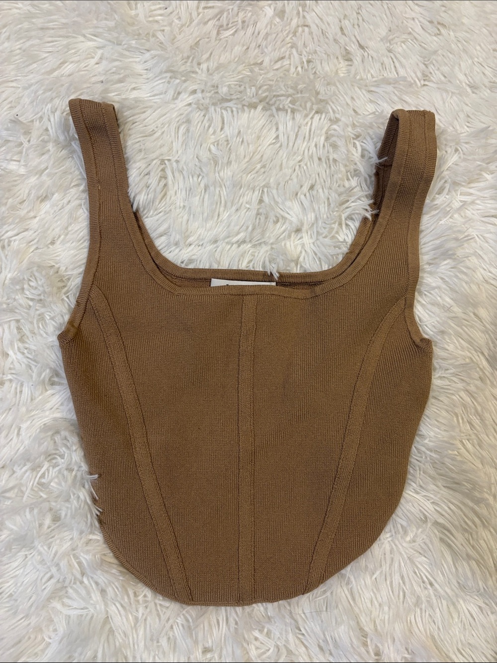 Babaton Contour Bustier Square-Neck Top in Gold Camel Colour